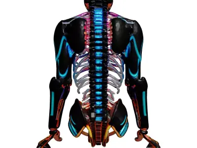 Neon Cybernetic Spine 3D Model 3D model