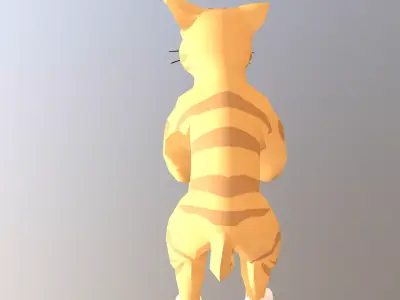 Tiger Cat Stand Yellow Cat Waving Cycle 3D model