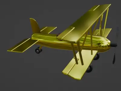 Golden Plane Low-poly 3D model