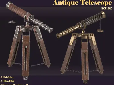 antique telescope 02 3D model