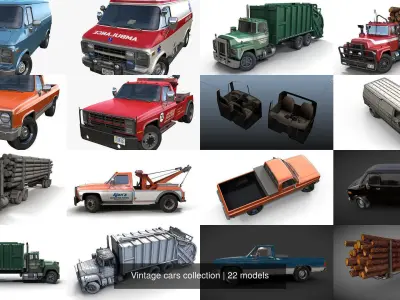 Vintage cars collection 3D Model Pack