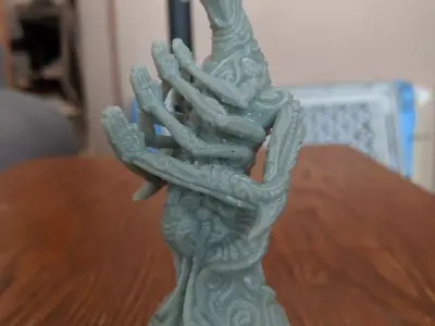 Greeter statue of woman on wooden table 3D print model