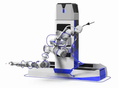  Smart Gas Pumping Robot Blue Housing Rigged for Cinema 4D 