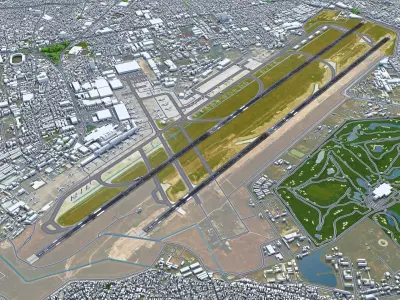 Tan Son Nhat Ho Chi Minh Airport 10km Low-poly 3D model