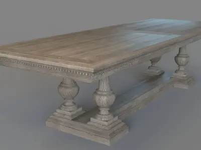 St James Rectangular Extension Dining Table Antique Grey Oak 3D model