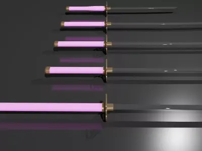 Japanese Katana Collection- 4-Piece Low-Poly Weapon Pack  Low-poly 3D model