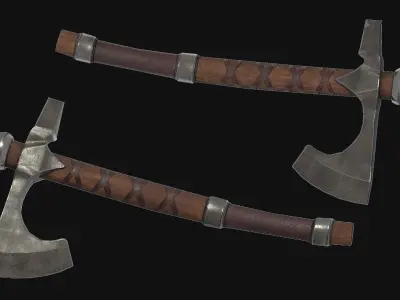 Wooden Axe Low-poly 3D model 3