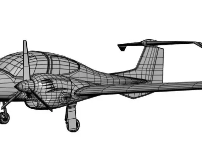 Plane with two engines  3D model