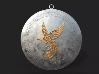 Silver Gold  flying-bird  Print 3D print model Low-poly 3D model