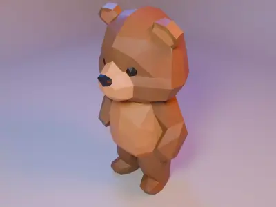 Low Poly Stylized Standing Teddy Bear Low-poly 3D model