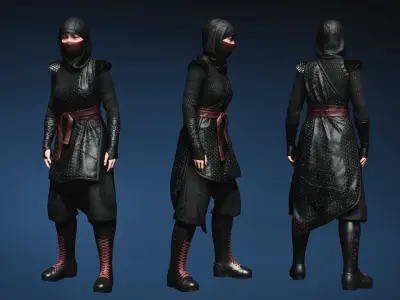 Ninja Clothing - Game Ready Clothing - Rigged Low-poly 3D model
