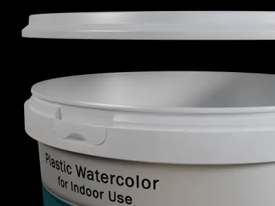 Plastic Paint Bucket  3D PBR Model with Safety Lid  3D model