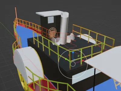 Vintage steam paddle boat 3D model