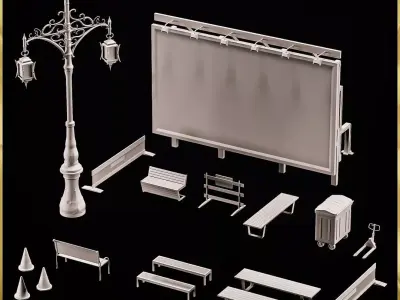 50 Different Street Asset Pack STL Collection  3D print model purchase