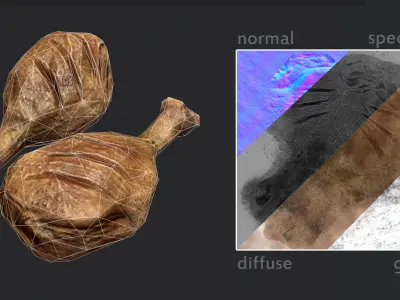 Chicken Leg Free low-poly 3D model purchase