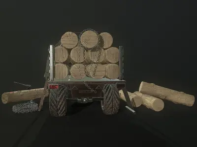 Forest Tractor Low-poly 3D model