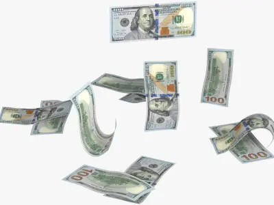 100 United States Multy Falling Notes 3D model