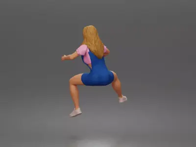 teenage girl carried by a man casual overall outfit sneakers 3D print model
