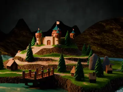 Medieval Stronghold And Village Free low-poly 3D model