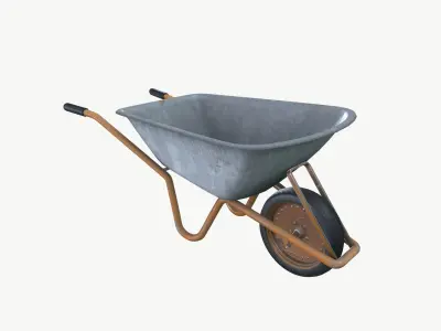 Wheel barrow Garden Cart Construction Material cart Low-poly 3D model