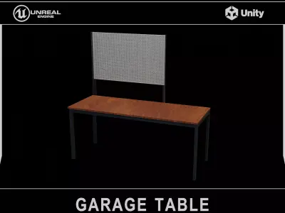 Garage Workbench Table with Pegboard Low-poly 3D model