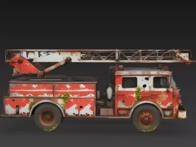 Inferno End Abandoned Fire Truck 3D Model Low-poly 3D model