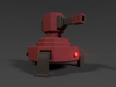 Three Gun Turrets Low-poly 3D model