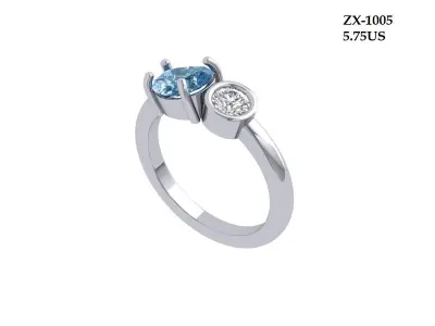 Solitair 2 Stone Ring 3D print model buy