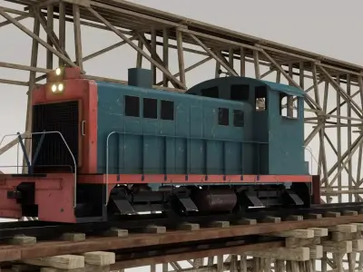 Railway Bridge 3D models complete of locomotive 3D 3D Model Pack