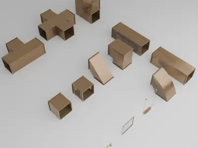 Modular Ventilation Duct System Low-poly 3D model