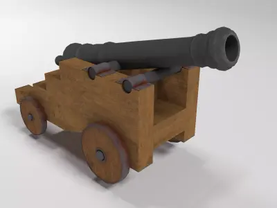 Medieval cannon Free low-poly 3D model
