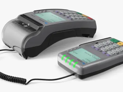 Verifone VX805 Card Reader with Coiled Cable 3D model