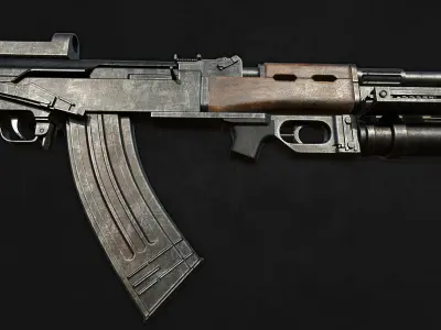 Ak47 gun Low-poly 3D model get