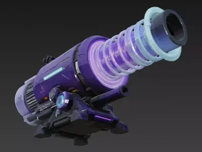 Purple Cyber Turret Low-poly 3D model