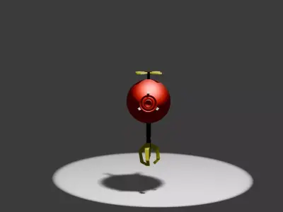 Metallic sci-fi  flying robot  Low-poly 3D model