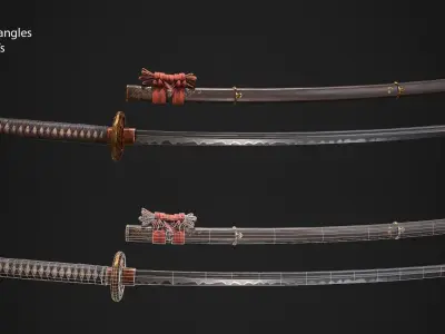 Weapon Katana Sword Blade Low-poly 3D model