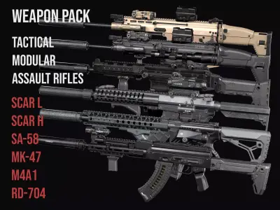 Tactical Modular Modern Assault Rifles gun Weapon Pack