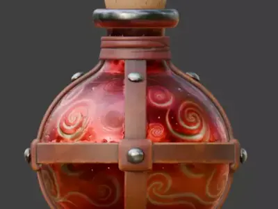 Stylized Fantasy Health Potion 3D Model Low-poly 3D model