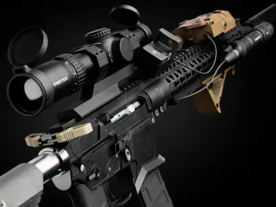 Custom Modular Assault Rifle AR-15  Low-poly 3D model