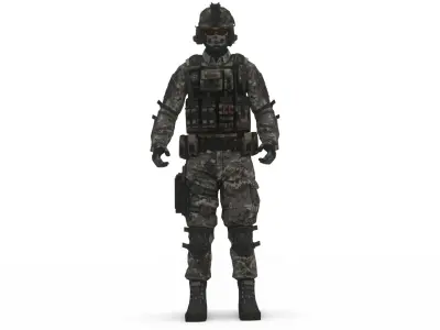 Elite Special Forces Soldier Game-Ready Rigged 3D Model Low-poly 3D model