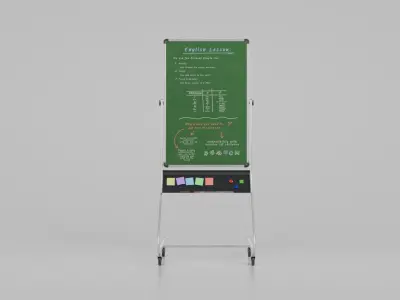Customizable Double-Sided Metal Greenboard Tall Writing Board Low-poly 3D model