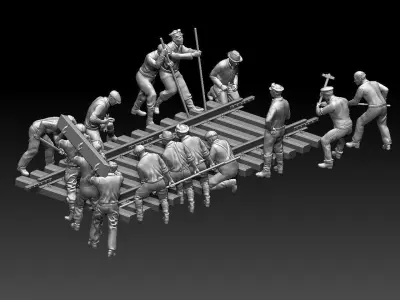 workers  railway 3D print model
