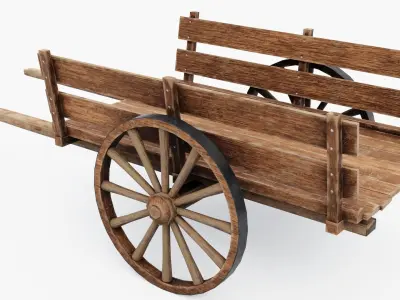 Medieval Cart Low-poly 3D model