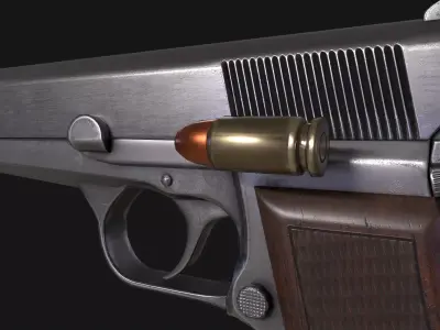 Browning Hi-Power Pistol Low-poly 3D model