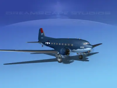 Douglas R-4D Dakota US Marines V3 3D model