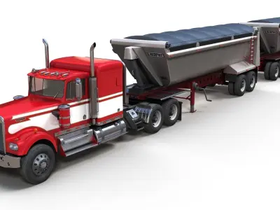 Kenworth W900A dump trailer Low-poly 3D model
