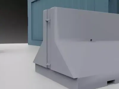 Dumper Shipping Container and Concrete Barrier 3D model