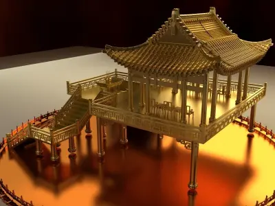 Chinese ancient  Pavilion 3D model