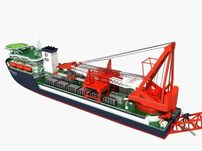 Deep water pipe laying crane  3D model