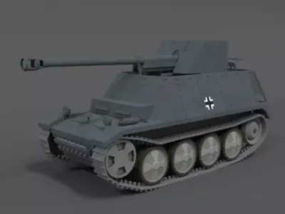 Low Poly Cartoon SdKFz 132 Marder II Tank Low-poly 3D model